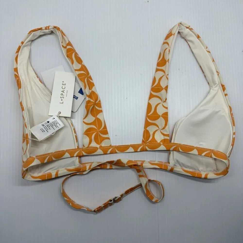 L Space Bikini Top Orange Beachy Multicolored Avery Wrap Style Size Medium